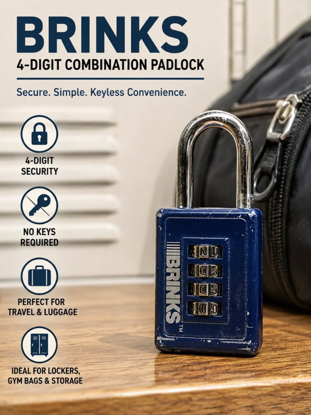 Brinks 4-Dial Combination Padlock